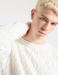 Braided crew neck sweater