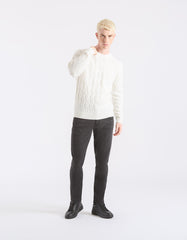 Braided crew neck sweater
