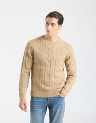 Maglia girocollo con treccia