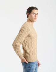 Maglia girocollo con treccia