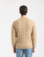 Maglia girocollo con treccia