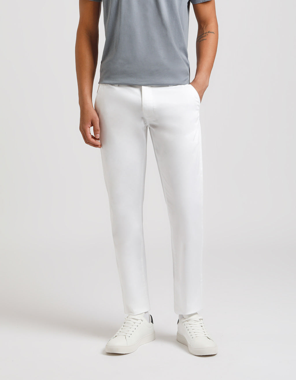 Pantalone chino in cotone|Colore:Bianco