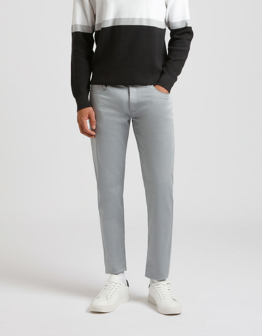 Pantalone cinque tasche in cotone|Colore:Grigio chiaro