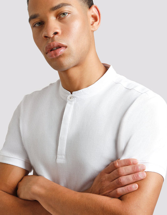 Polo coreana 100% cotone|Colore:Bianco