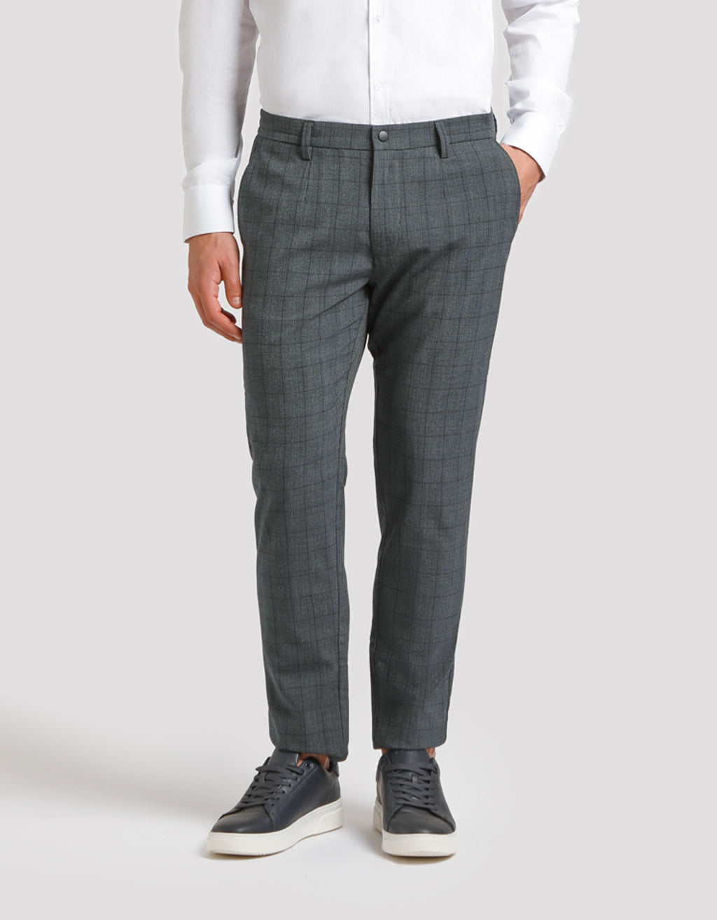 Pantaloni chino con fantasia a quadri|Colore:Blue