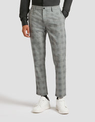 Pantaloni chino con fantasia a quadri|Colore:Grigio