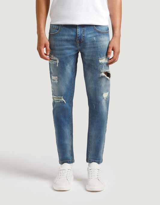 Jeans skinny fit con strappi|Colore:Jeans