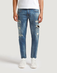 Jeans skinny fit con strappi|Colore:Jeans