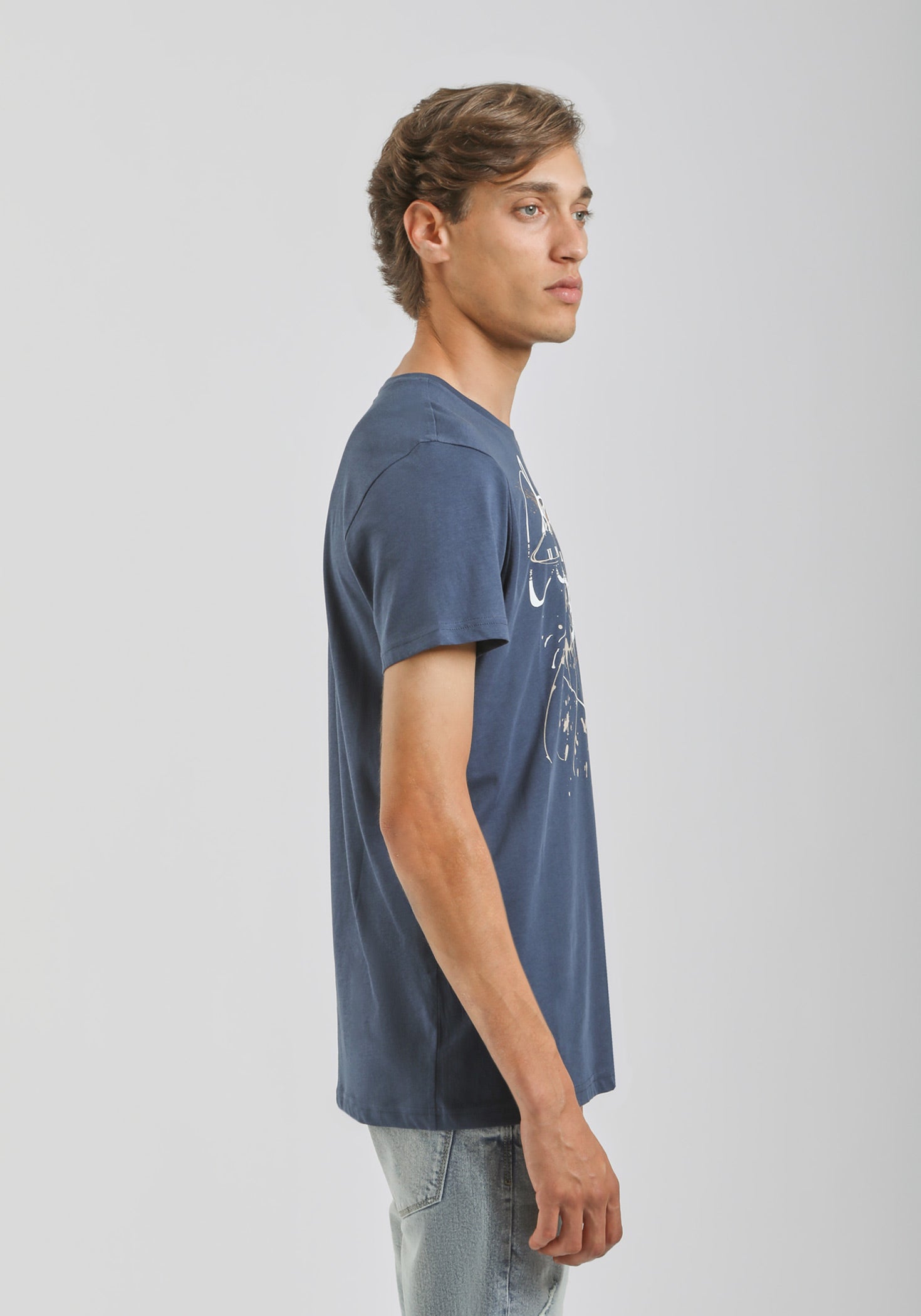 T-shirt 100% cotone con stampa|Colore:Jeans