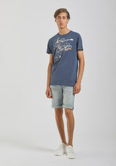 T-shirt 100% cotone con stampa|Colore:Jeans