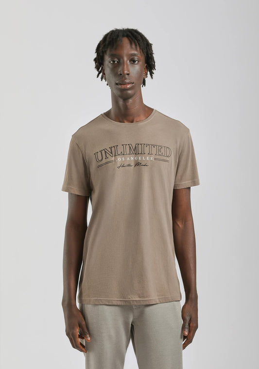 T-shirt 100% cotone con stampa|Colore:Fango