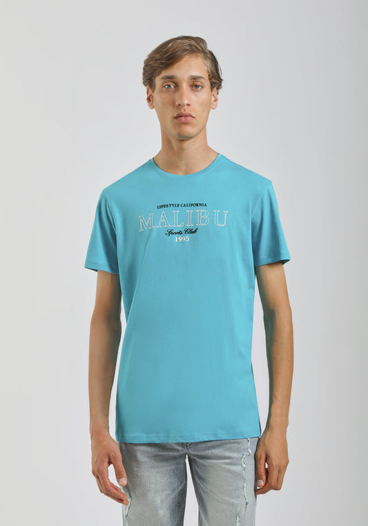 T-shirt 100% cotone con stampa|Colore:Turchese