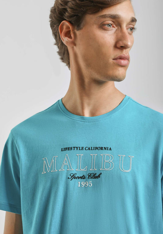 T-shirt 100% cotone con stampa|Colore:Turchese