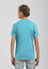 T-shirt 100% cotone con stampa|Colore:Turchese