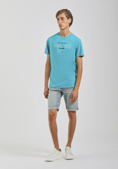 T-shirt 100% cotone con stampa|Colore:Turchese