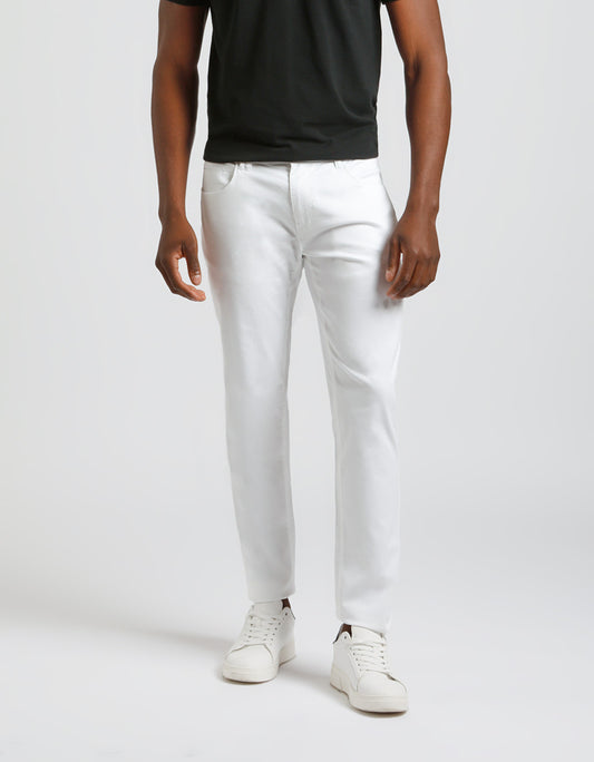 Pantaloni cinque tasche in cotone|Colore:Bianco