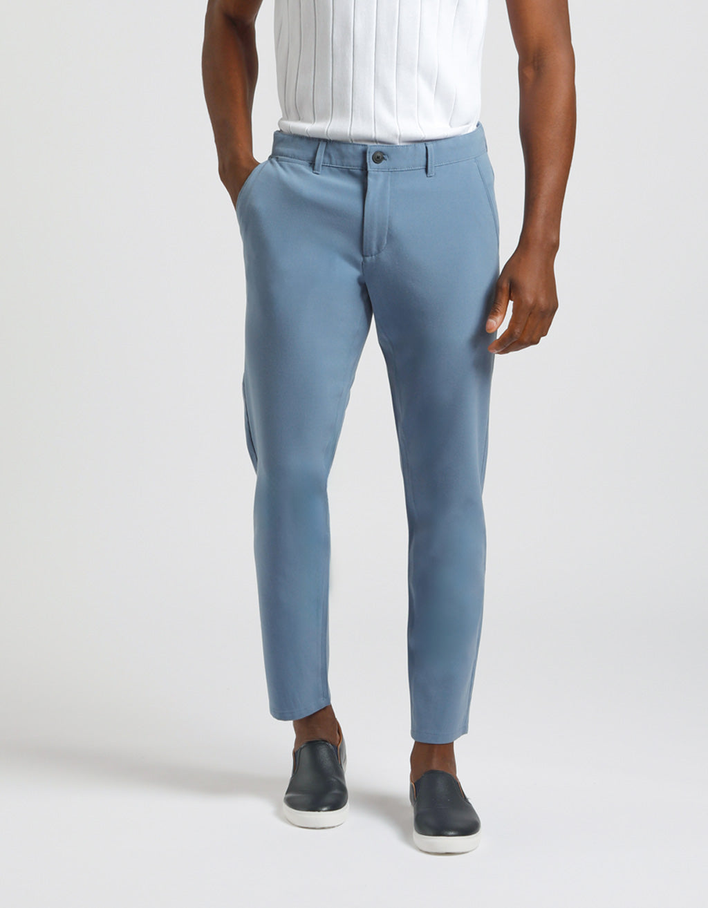 Pantaloni chino misto viscosa|Colore:Ciano