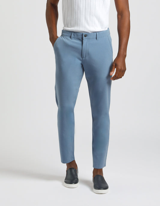 Pantaloni chino misto viscosa|Colore:Ciano