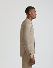 Camicia misto lino con collo coreano