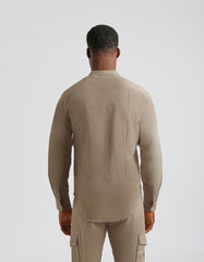 Camicia misto lino con collo coreano