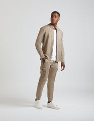 Camicia misto lino con collo coreano