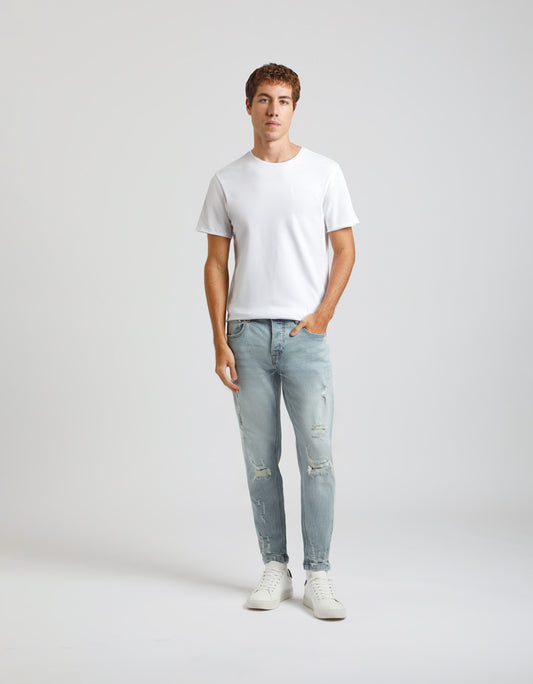 Jeans skinny fit con strappi|Colore:Jeans