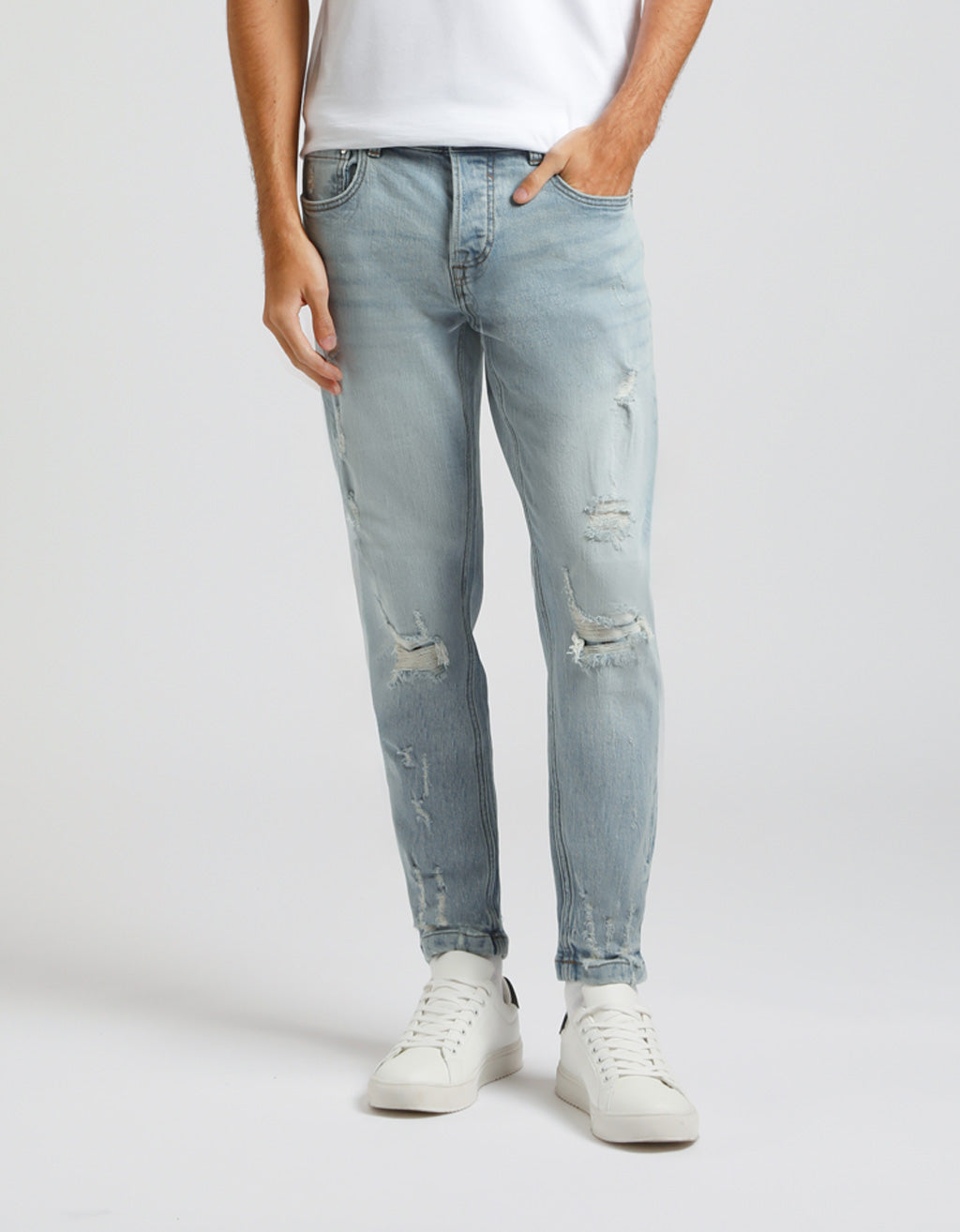 Jeans skinny fit con strappi|Colore:Jeans