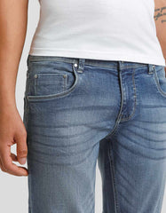 Slim-fit denim bermuda shorts