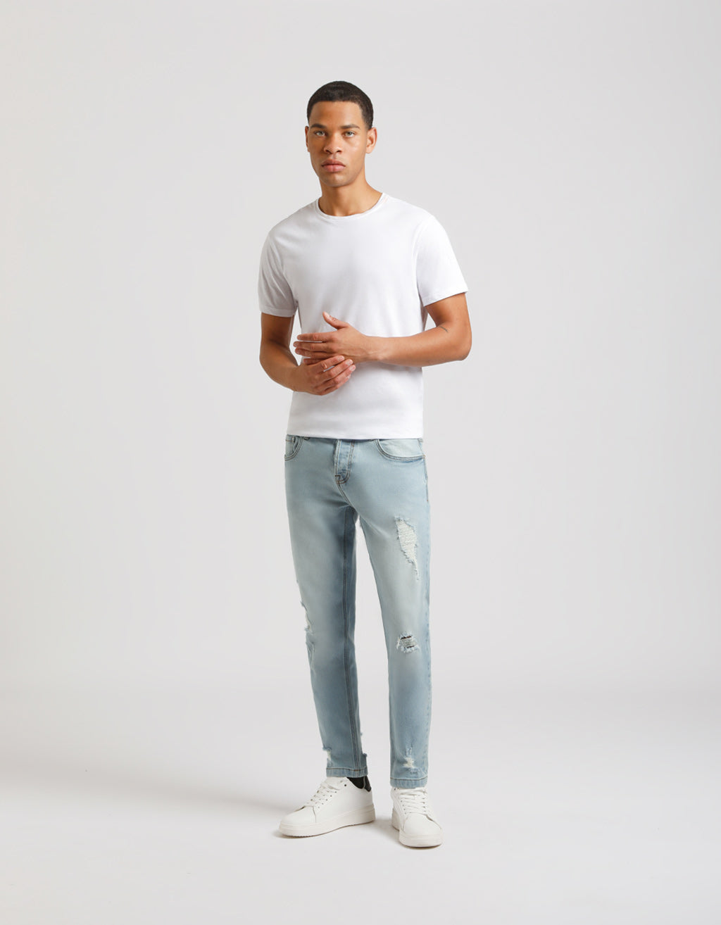 Jeans skinny fit con strappi|Colore:Jeans