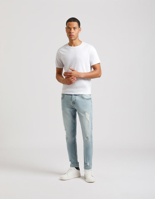 Jeans skinny fit con strappi|Colore:Jeans
