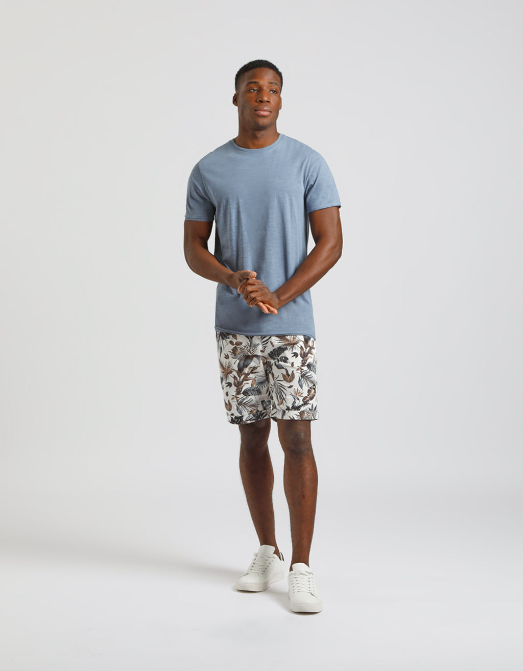 Bermuda in cotone con fantasia|Colore:Ecrù