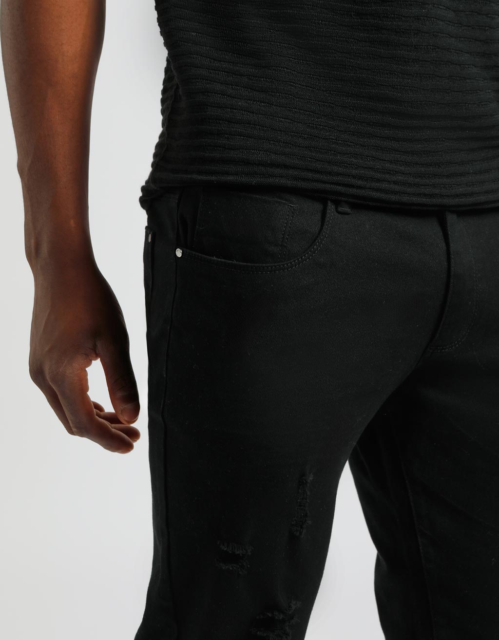 Pantalone cinque tasche in cotone|Colore:Nero