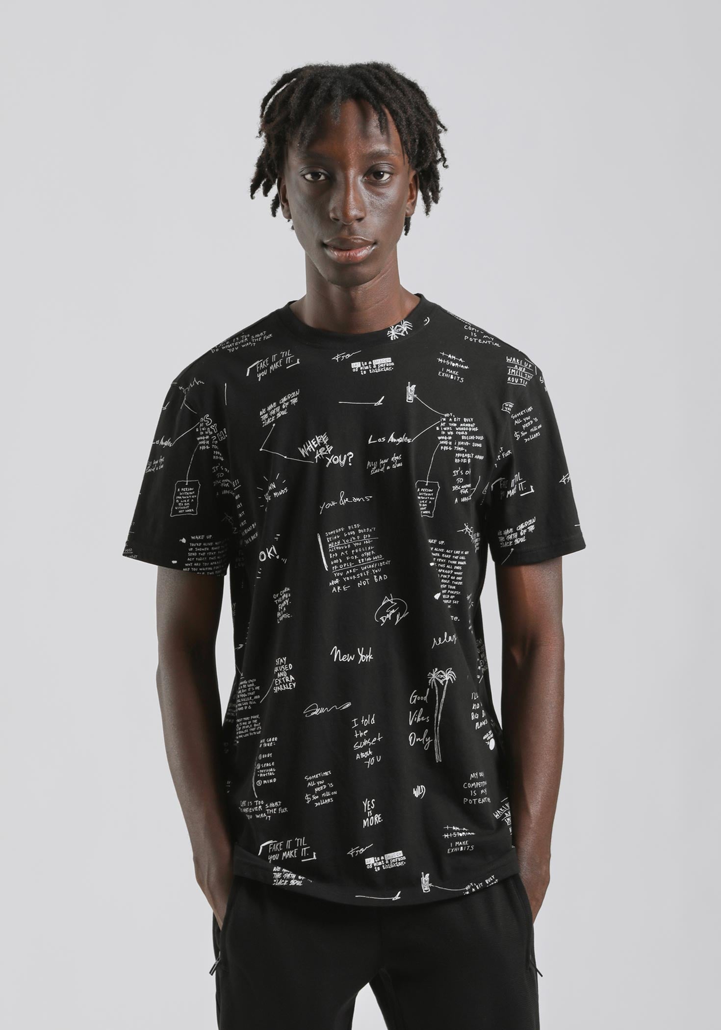 T-shirt fantasia 100% cotone|Colore:Nero