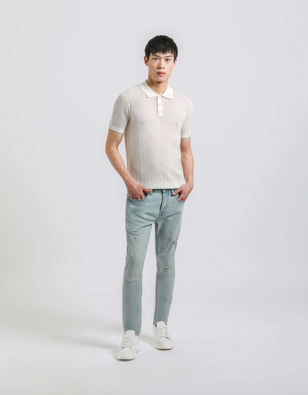 Jeans skinny fit con strappi|Colore:Jeans
