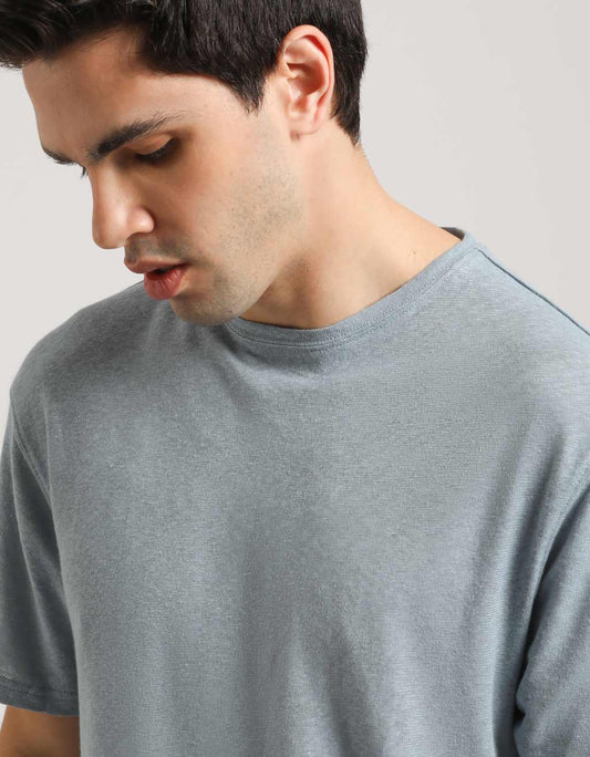 T-shirt misto lino|Colore:Polvere