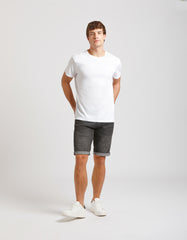 Black slim-fit denim bermuda shorts