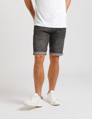 Black slim-fit denim bermuda shorts