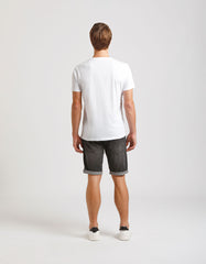 Black slim-fit denim bermuda shorts