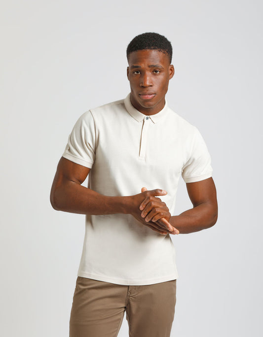 Polo con zip 100% cotone