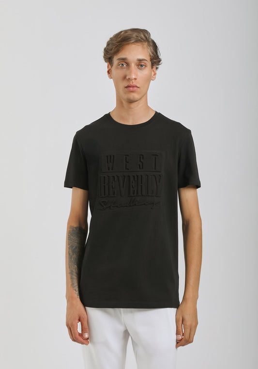 T-shirt con stampa a rilievo |Colore:Nero