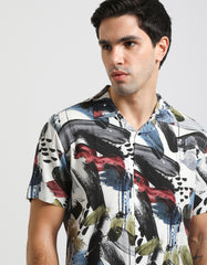 Patterned viscose half sleeve shirt