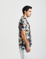 Patterned viscose half sleeve shirt