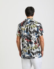 Patterned viscose half sleeve shirt