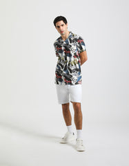 Patterned viscose half sleeve shirt