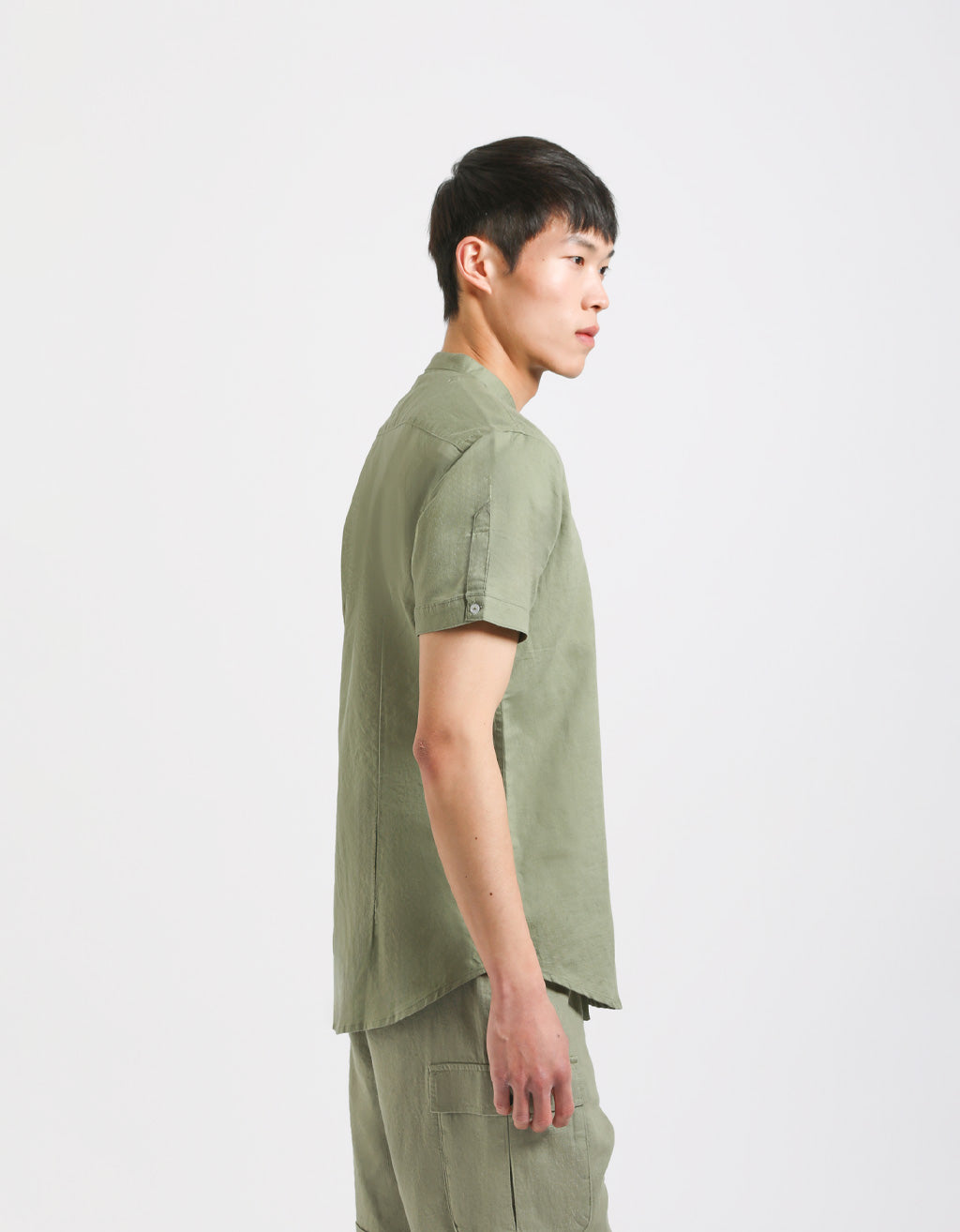 Camicia mezza manica misto lino|Colore:Verde