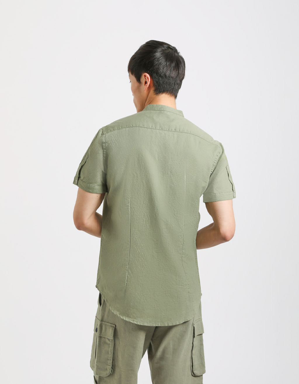 Camicia mezza manica misto lino|Colore:Verde