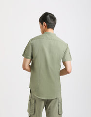 Camicia mezza manica misto lino|Colore:Verde