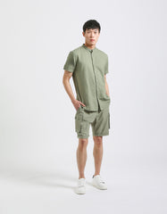 Camicia mezza manica misto lino|Colore:Verde