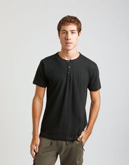 T-shirt collo serafino|Colore:Nero