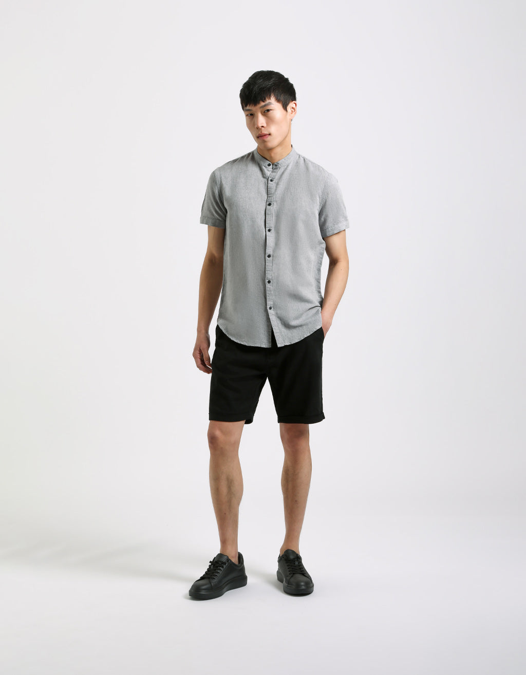 Camicia mezza manica misto lino|Colore:Grigio